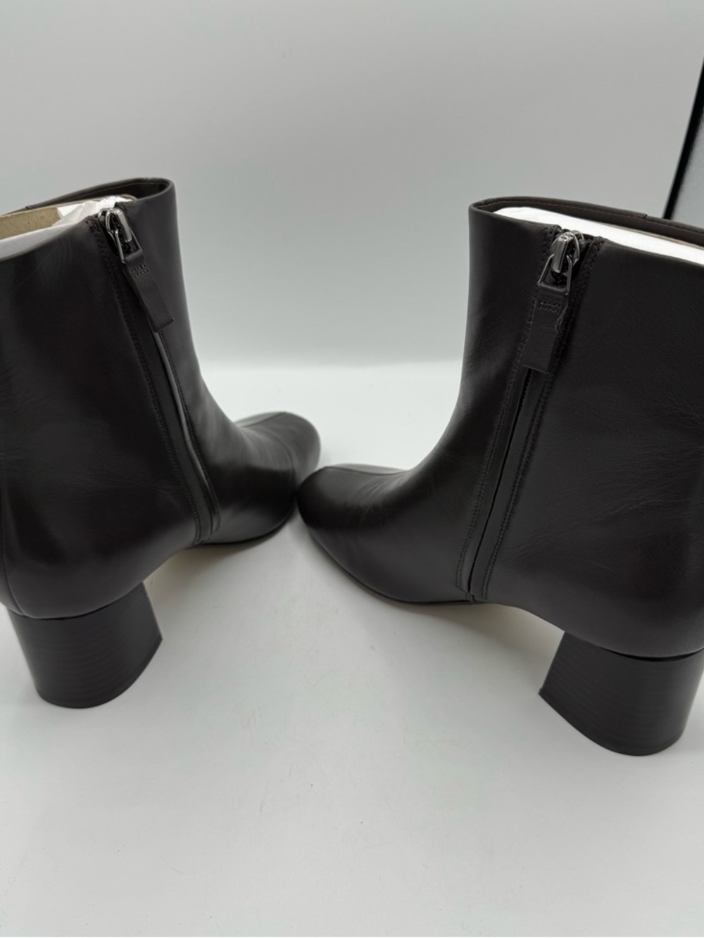 Everlane The Day Boot Dark Brown Leather sz 8 Side Zip Ankle Bootie Square Toe - Picture 4 of 5